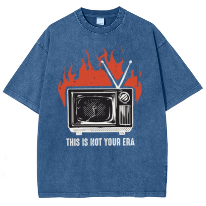 Your Era Unisex Oversized Print Vintage Wash Denim T-Shirt by migunica