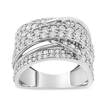 .925 Sterling Silver 2.00 Cttw Round-Cut Diamond Overlapping Bypass Band Ring (I-J Color, I2-I3 Clarity) by Infinite Jewels