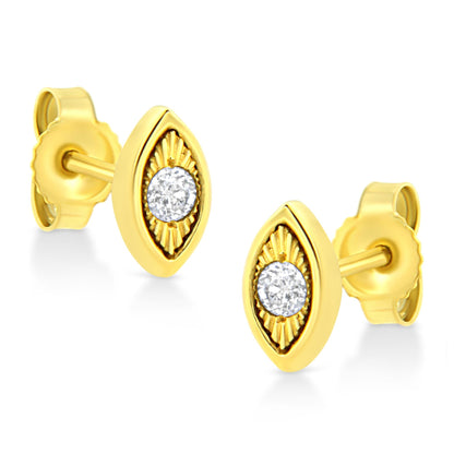 10K Yellow Gold Plated .925 Sterling Silver 1/10 Cttw Miracle-Set Diamond Stud Earrings - Choice of Shapes by Infinite Jewels