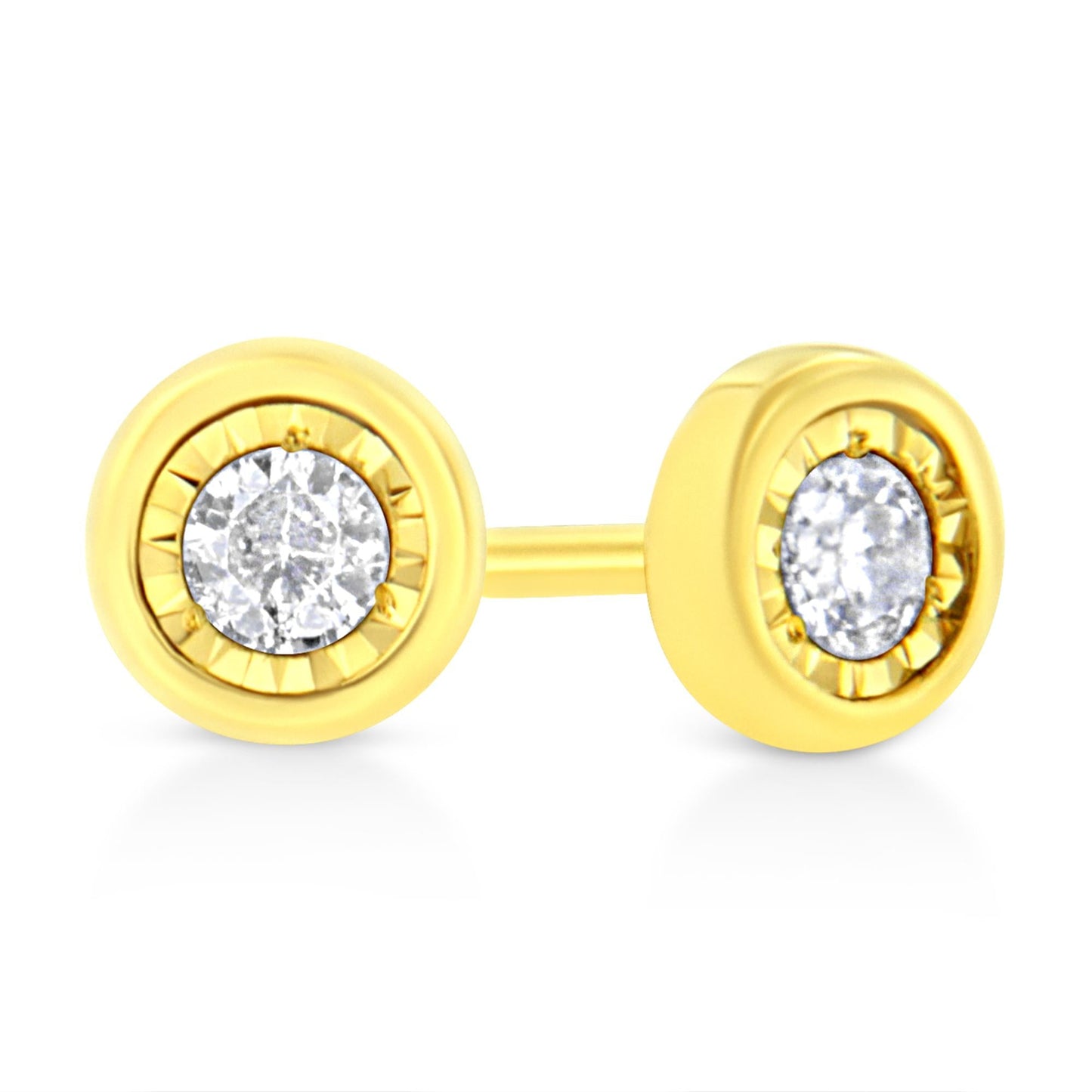 10K Yellow Gold Plated .925 Sterling Silver 1/10 Cttw Miracle-Set Diamond Stud Earrings - Choice of Shapes by Infinite Jewels