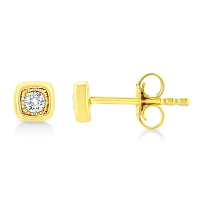 10K Yellow Gold Plated .925 Sterling Silver 1/10 Cttw Miracle-Set Diamond Stud Earrings - Choice of Shapes by Infinite Jewels