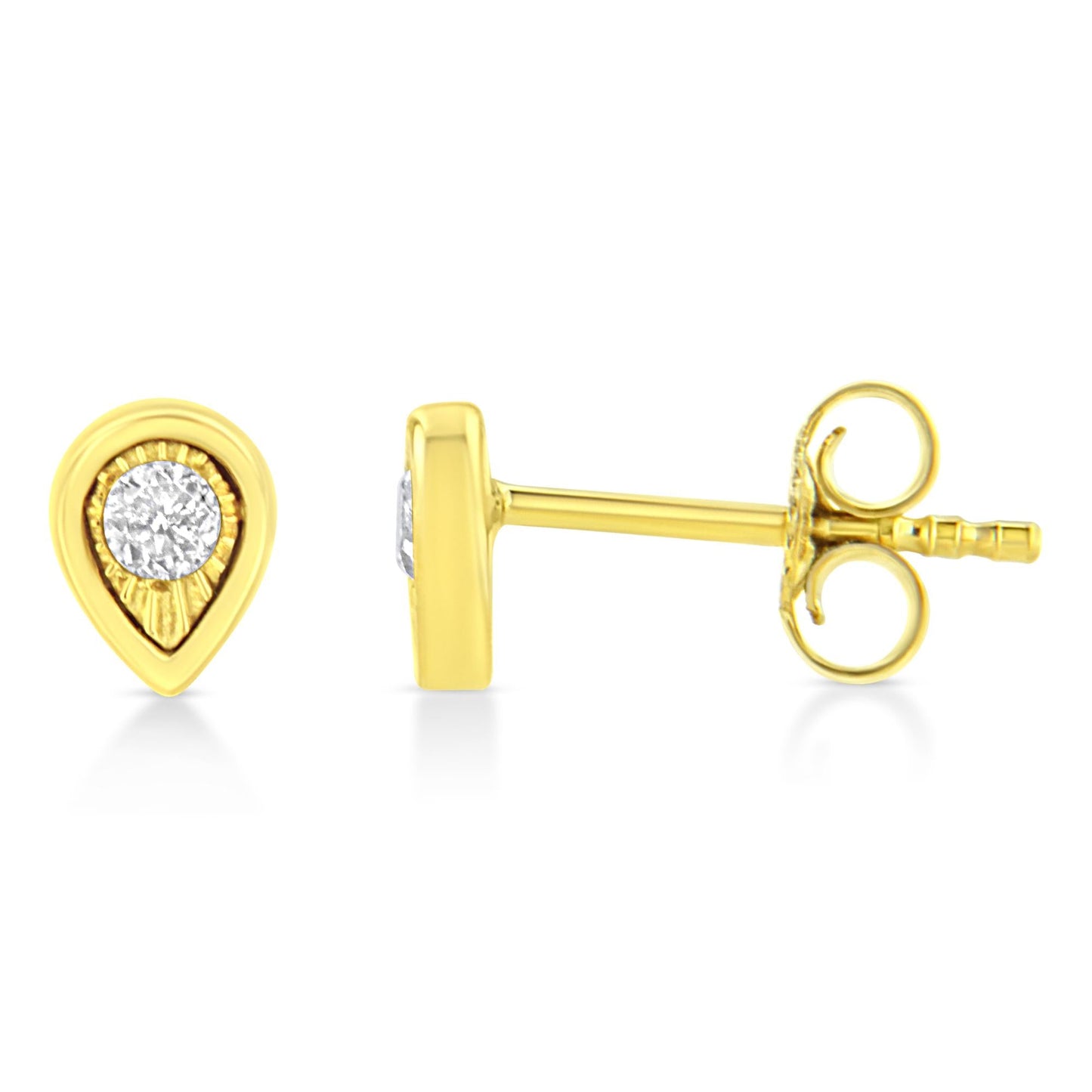 10K Yellow Gold Plated .925 Sterling Silver 1/10 Cttw Miracle-Set Diamond Stud Earrings - Choice of Shapes by Infinite Jewels