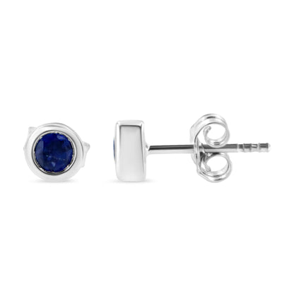 .925 Sterling Silver Bezel Set 3.5mm Created Gemstone Solitaire Stud Earrings by Infinite Jewels