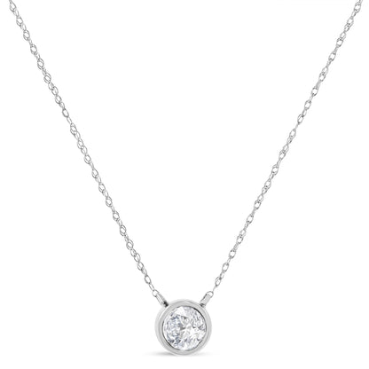 14K Gold Lab Grown Diamond Modern Bezel-Set Solitaire 16"-18" Pendant Necklace (F-G Color, VS2-SI1 Clarity) by Infinite Jewels