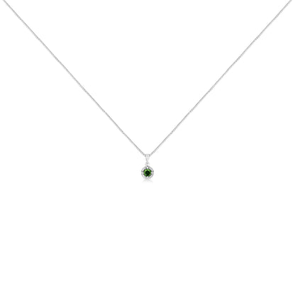 .925 Sterling Silver Treated Color Diamond Solitaire 18" Milgrain Pendant Necklace by Infinite Jewels