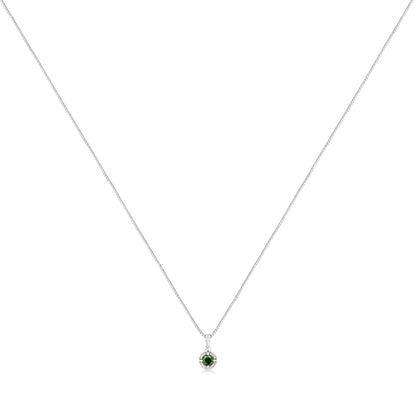 .925 Sterling Silver Treated Color Diamond Solitaire 18" Milgrain Pendant Necklace by Infinite Jewels