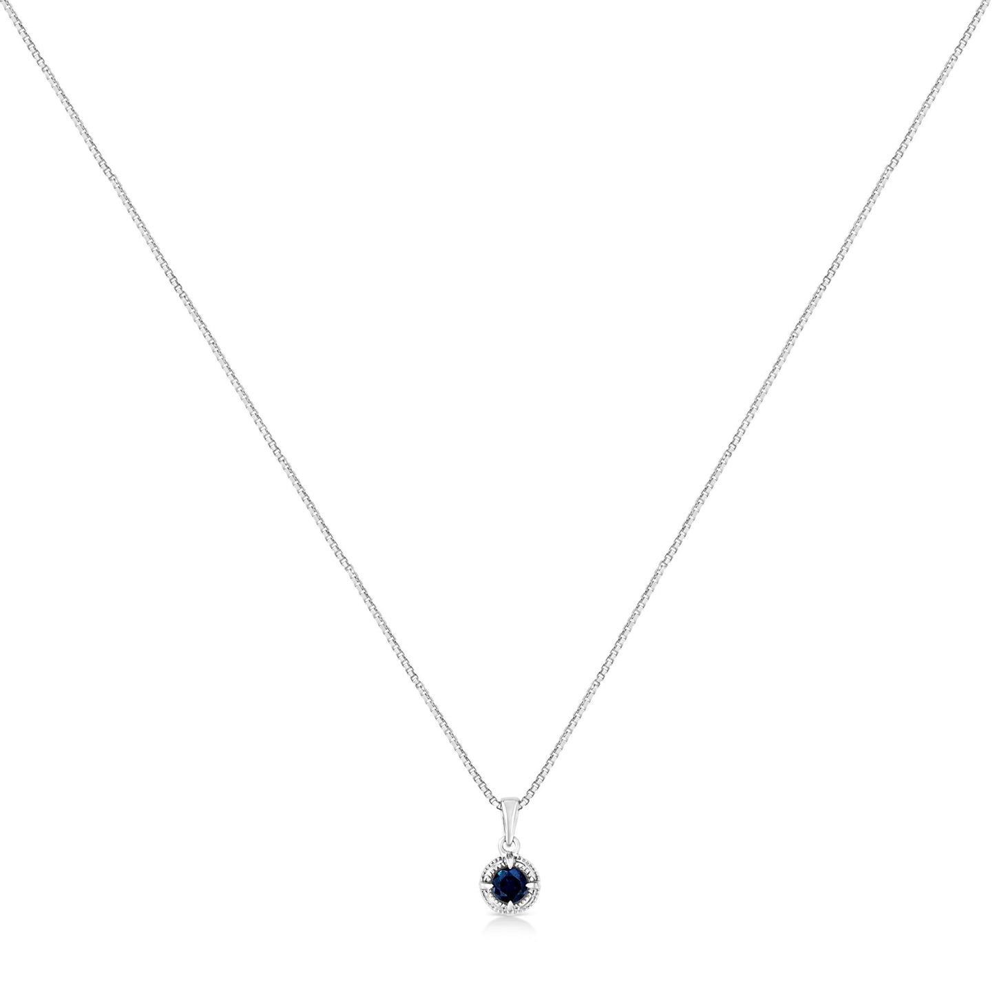 .925 Sterling Silver Treated Color Diamond Solitaire 18" Milgrain Pendant Necklace by Infinite Jewels