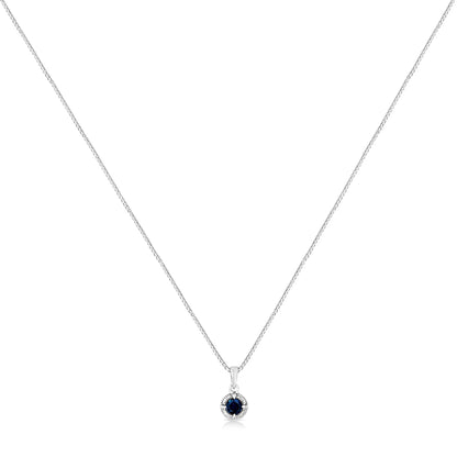 .925 Sterling Silver Treated Color Diamond Solitaire 18" Milgrain Pendant Necklace by Infinite Jewels