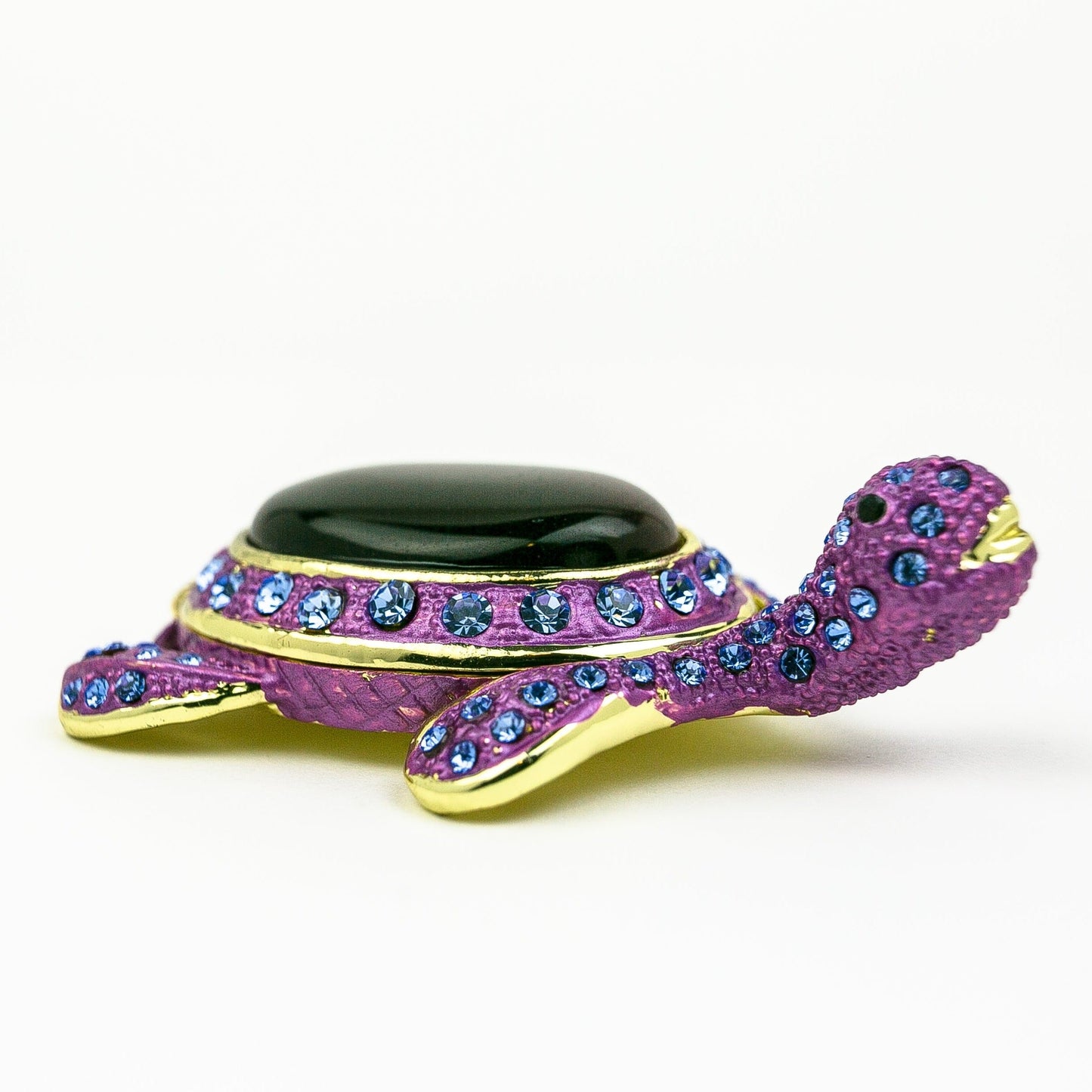 Violet Turtle Decorated with Blue Crystals by Keren Kopal