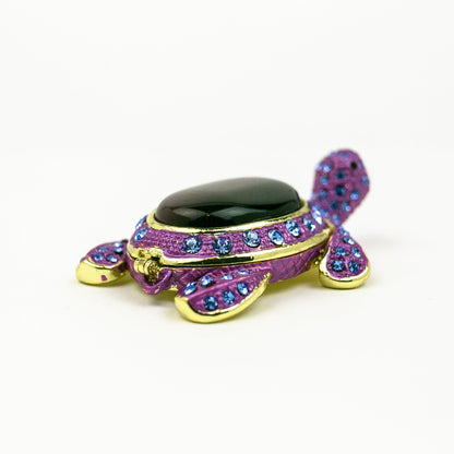 Violet Turtle Decorated with Blue Crystals by Keren Kopal