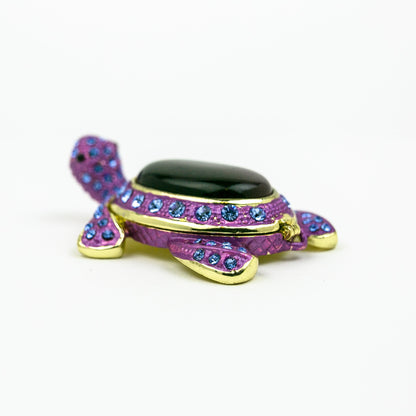 Violet Turtle Decorated with Blue Crystals by Keren Kopal