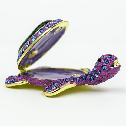 Violet Turtle Decorated with Blue Crystals by Keren Kopal