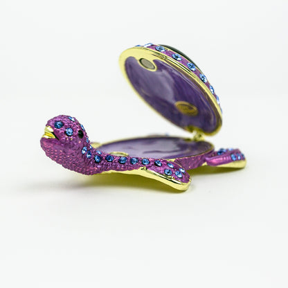 Violet Turtle Decorated with Blue Crystals by Keren Kopal