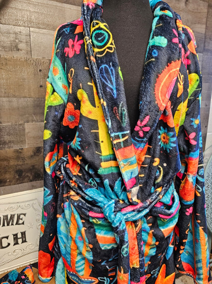 Crazy Cactus Lady Western Bath Robe by Baha Ranch Western Wear