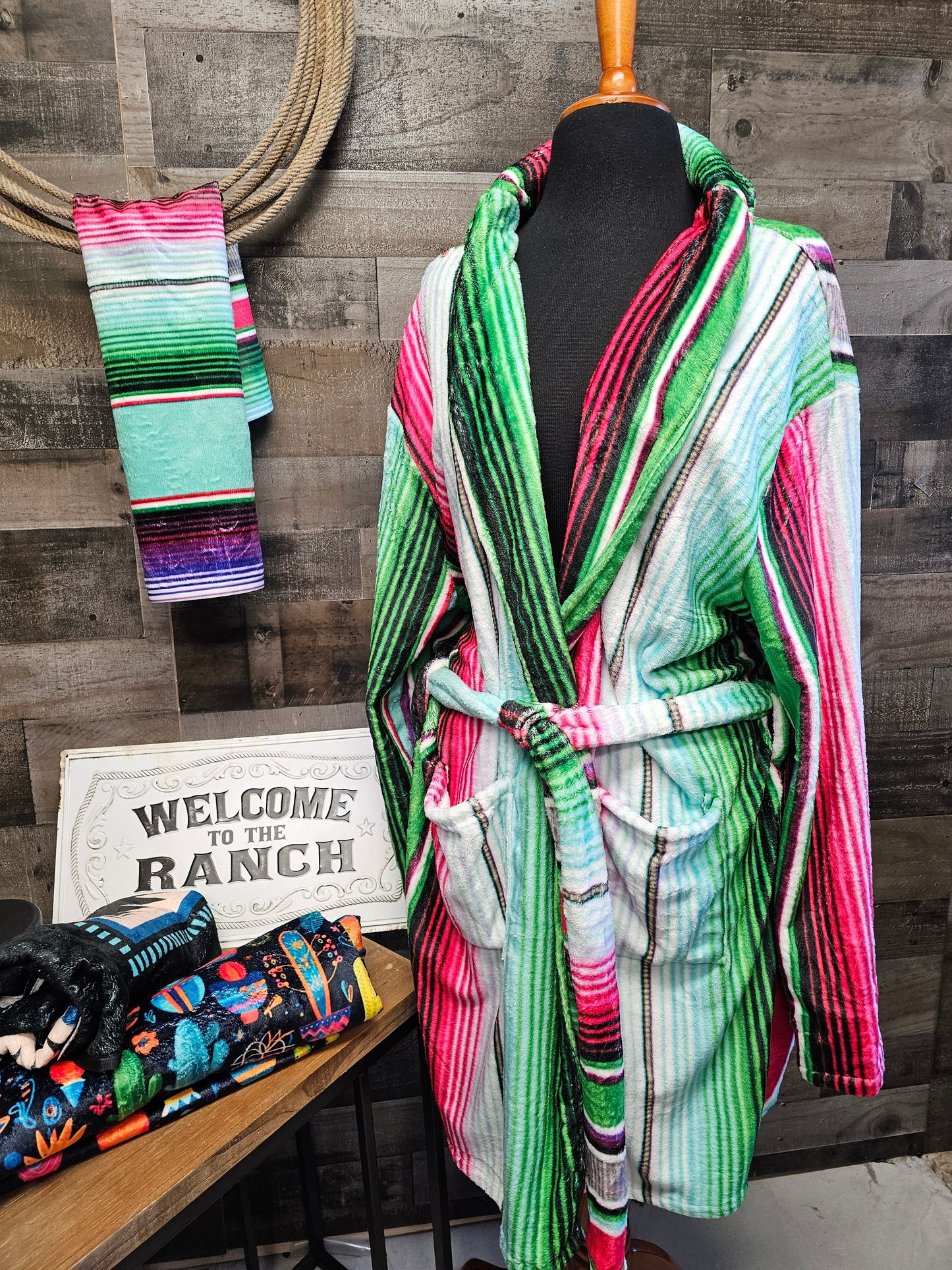 Turquoise Serape Women's Western Bath Robe by Baha Ranch Western Wear