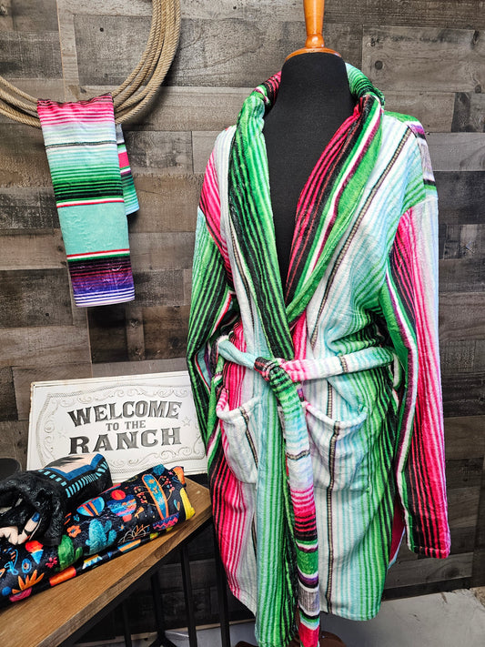 Turquoise Serape Women's Western Bath Robe by Baha Ranch Western Wear