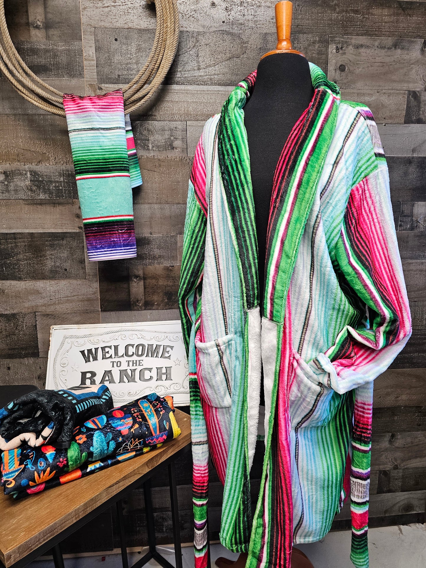 Turquoise Serape Women's Western Bath Robe by Baha Ranch Western Wear