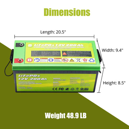 12V 200Ah LiFePO4 Deep Cycle Lithium Battery by ACOPOWER