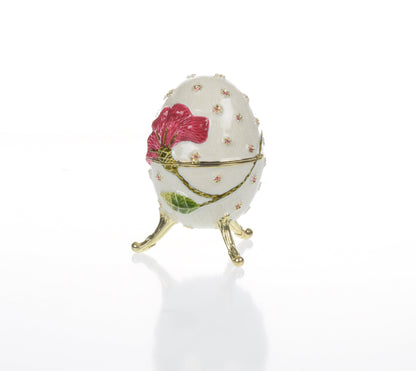 White with red flower Music box Fur Elise by Beethoven Faberge Egg by Keren Kopal