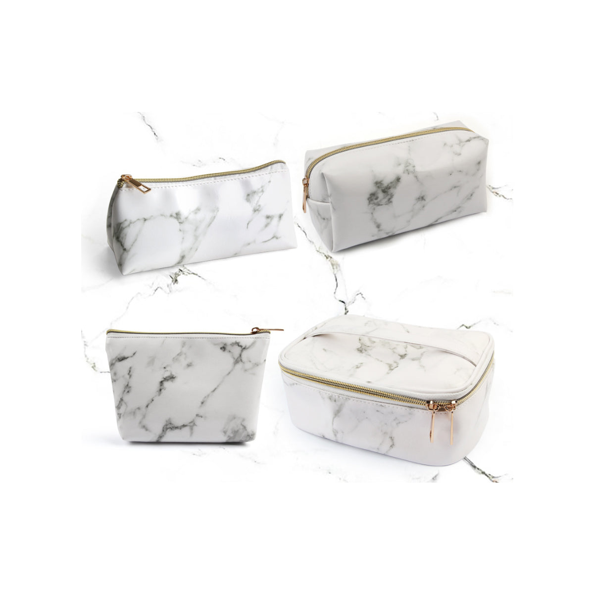 Mirabella 4 in 1 Marbled Cosmetic Bags by VistaShops