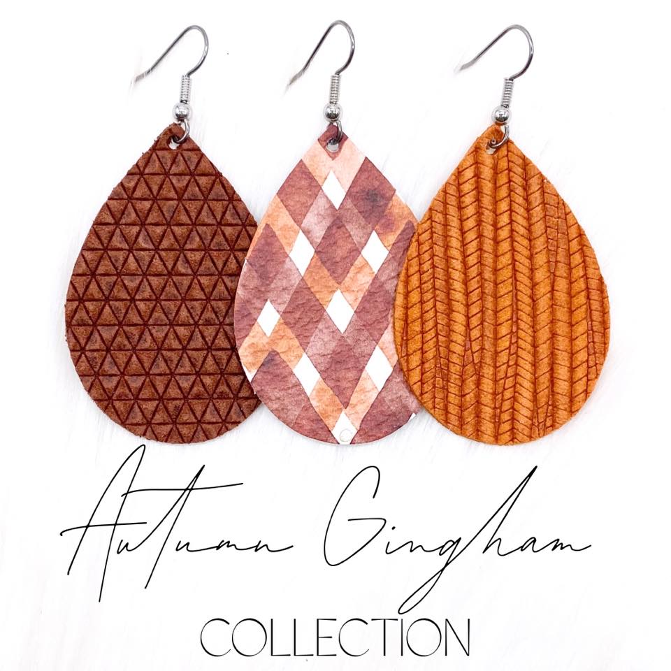 2" Autumn Gingham Mini Collection -Earrings by Doohickies Wholesale