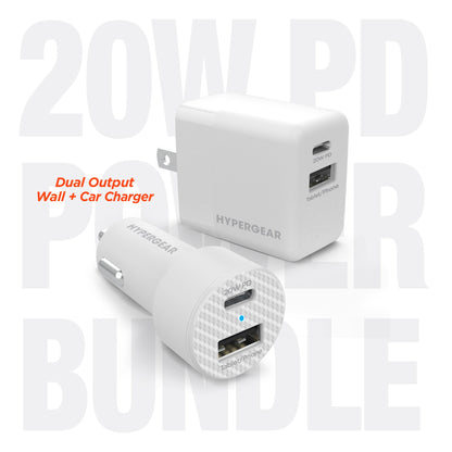 Hypergear Wall & Car Charger Bundle 20W USB-C PD & 12W USB by Jupiter Gear Home