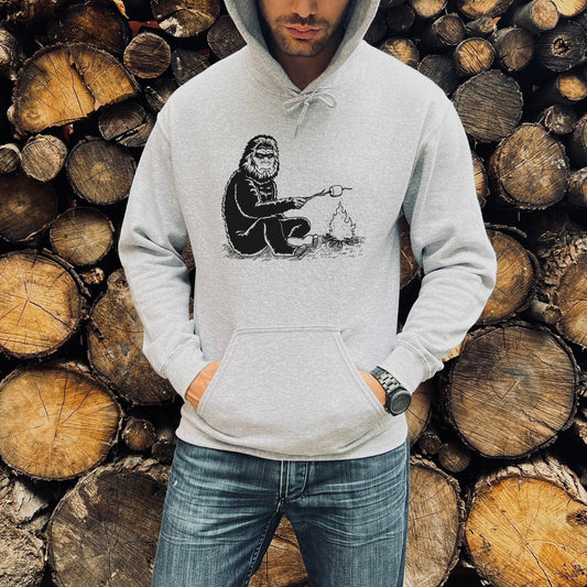 Sasquatch Camping Sweatshirt - Bigfoot Roasting Marshmallow Gildan Hoodie or Crewneck *UNISEX FIT* by 208 Tees