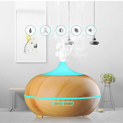 Mistyrious Essential Oil Humidifier Natural Oak Design With Easy Remote by VistaShops