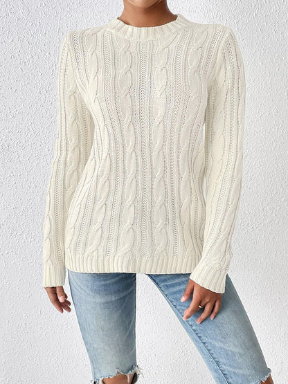 Cable-Knit Round Neck Sweater