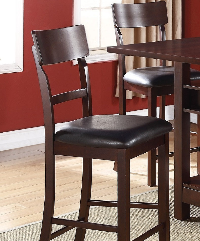 Set of 2 Chairs Dining Room Furniture Dark Brown Cushioned Solid wood Counter Height Chairs