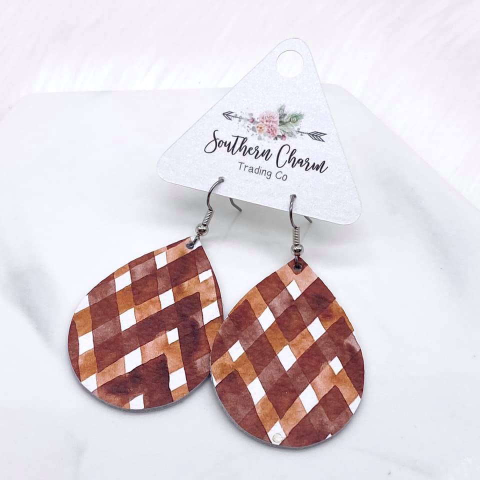 2" Autumn Gingham Mini Collection -Earrings by Doohickies Wholesale