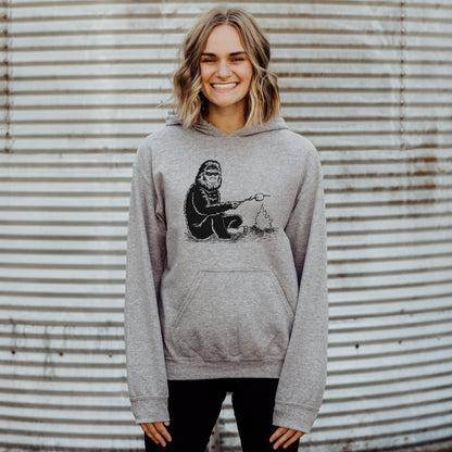 Sasquatch Camping Sweatshirt - Bigfoot Roasting Marshmallow Gildan Hoodie or Crewneck *UNISEX FIT* by 208 Tees