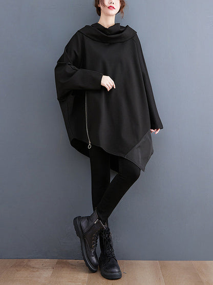 Original Loose Irregular Zipper Long Sleeves Sweatshirt by migunica