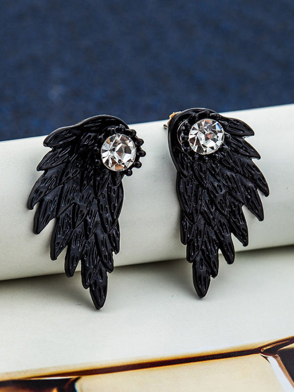 Original Rhinestone Wings Shape Earrings by migunica