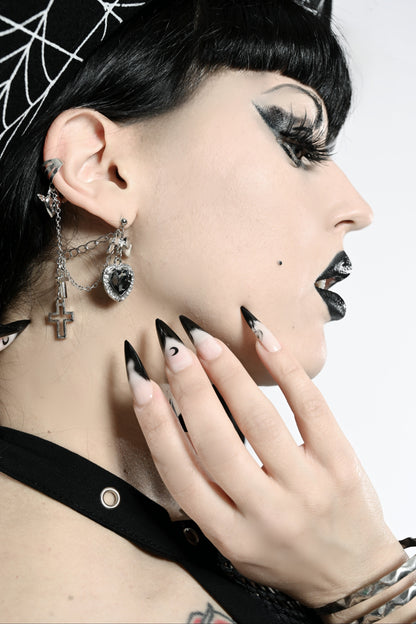 Noir Heart Cross Earrings by The Cursed Closet