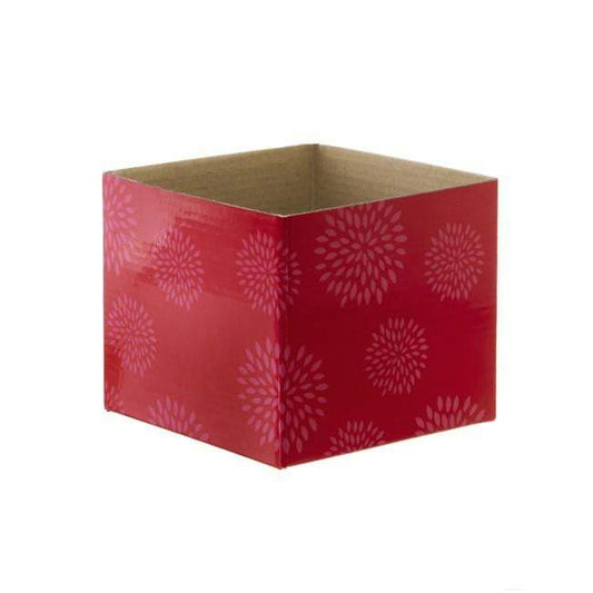 Mini Posy Box Geometric Flowers Red (13x12cmH) by Tshirt Unlimited