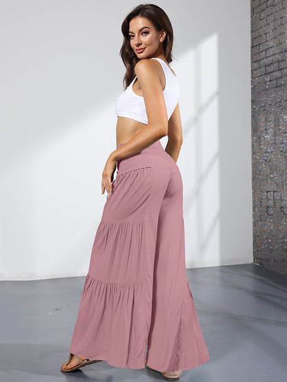 11 Colors Simple High Waisted Solid Color Casual Wide Leg Pants by migunica