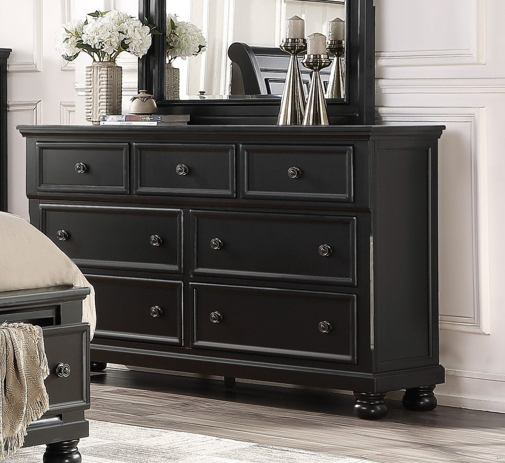 Transitional Black Dresser of 7 Drawers and Jewelry Tray by Blak Hom