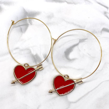 Shot Through the Heart Hoops -Earrings by Doohickies Wholesale