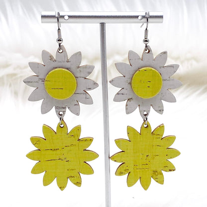 3.5" Daisy Dangle Drops (3-D Collection) -Earrings by Doohickies Wholesale