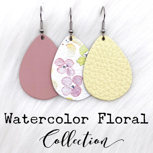 1.5" Watercolor Floral Mini Collection (Leather) -Earrings by Doohickies Wholesale