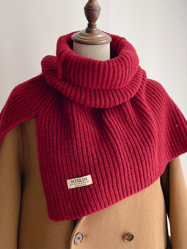 Winter Knitting Solid Color High-Neck Shawl&Scarf by migunica