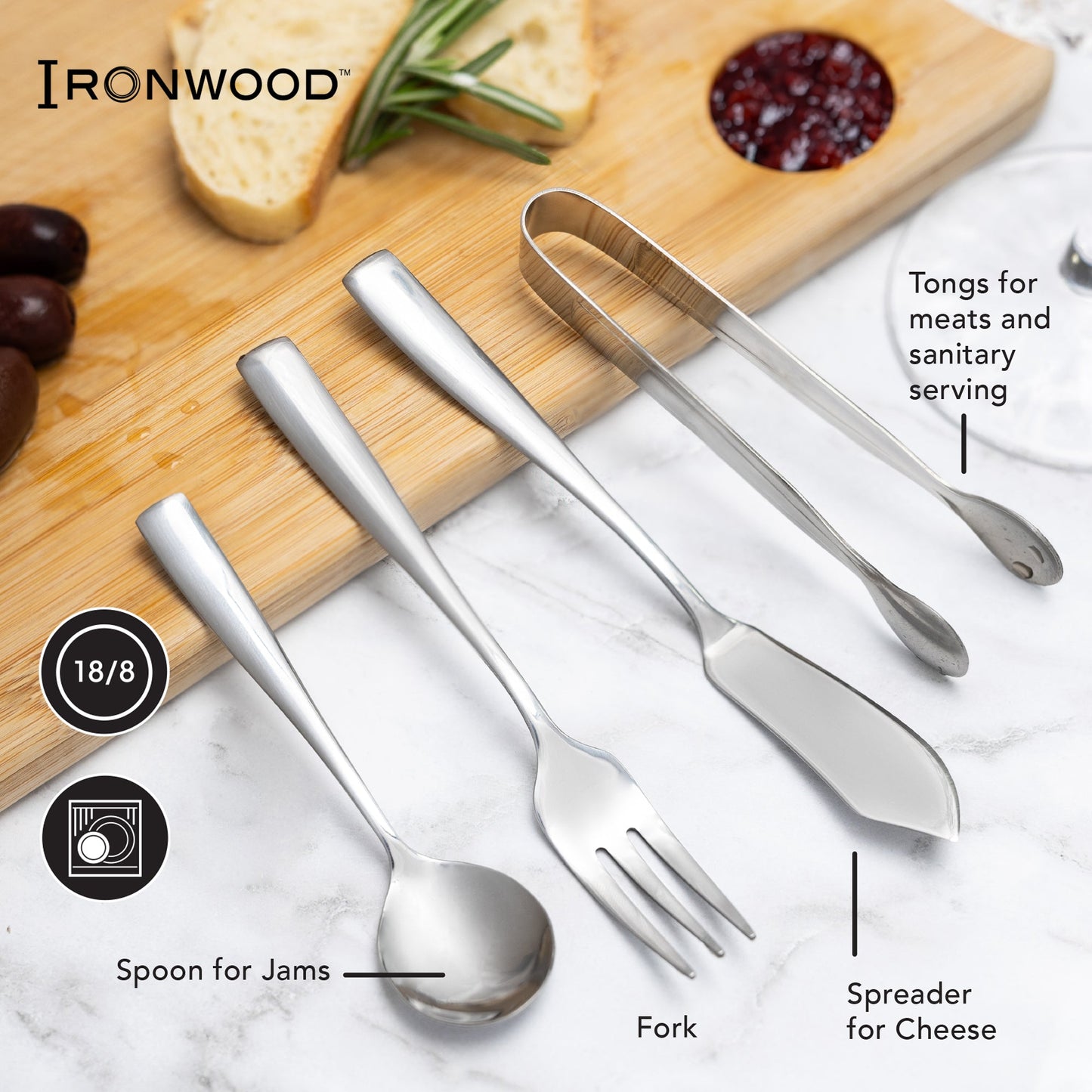 Stainless Steel Charcuterie Utensil Set of 8, by Ironwood