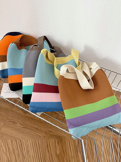 Original Contrast Color Rainbow Striped Bags Accessories by migunica