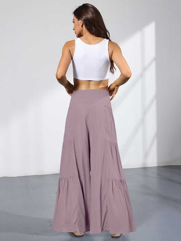 11 Colors Simple High Waisted Solid Color Casual Wide Leg Pants by migunica