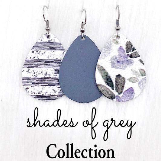 1.5" Shades of Grey Mini Collection (Leather) -Earrings by Doohickies Wholesale