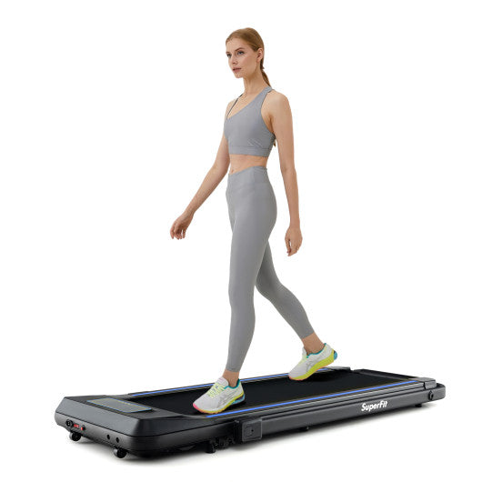 2 in 1 Folding Treadmill with Incline with Remote Control-Blue by VYSN