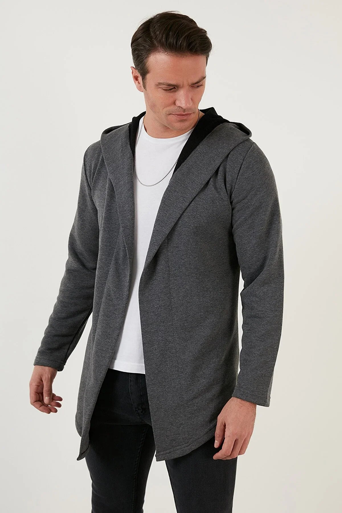 Slim Fit Cotton Hooded Knitted Cardigan by BlakWardrob