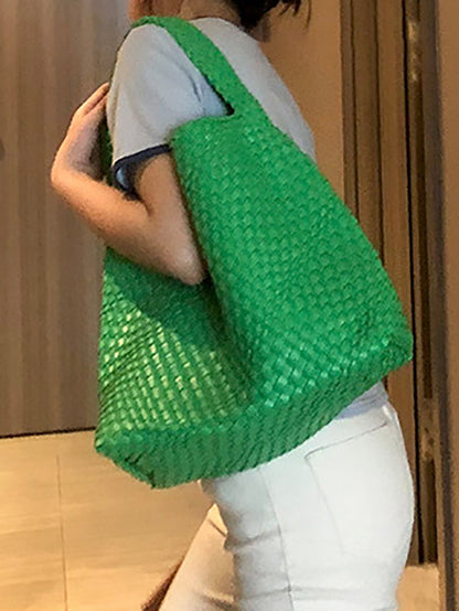 Solid Color Woven Bags Handbags by migunica