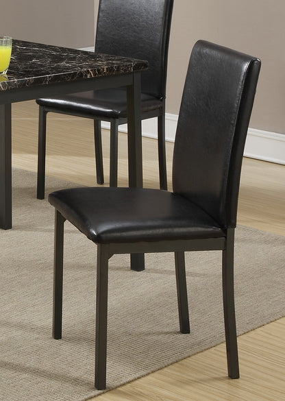 Dining Room Furniture 5pc Dining Set Table And 4x Chairs Faux Marble Top table Black Faux Leather Chairs